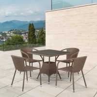 Комплект мебели из искусственного ротанга T197BT/Y137C-W56 Light brown (4+1)